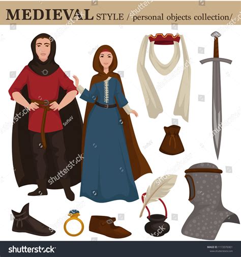 Medieval European Old Retro Fashion Style Stock Vector (Royalty Free ...