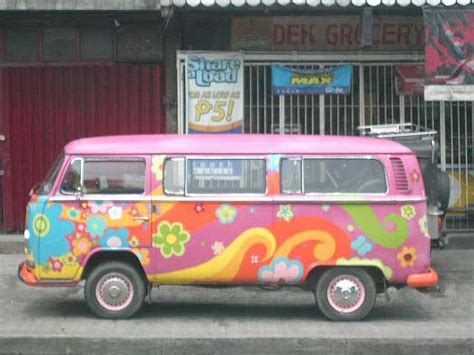 Pink Volkswagen Bus with Flower Paint