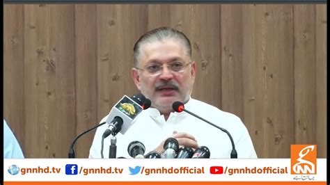 Watch Live Ppp Leader Sharjeel Memon Important Media Talk Gnn