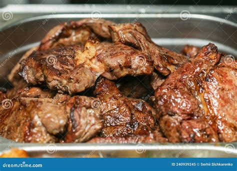 Grilled Beef Steak In Sauce On A Tray Stock Image Image Of Beefsteak