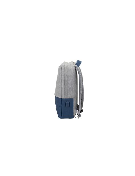 Rivacase Sac à dos anti vol gris bleu foncé pour pc portable MacBook