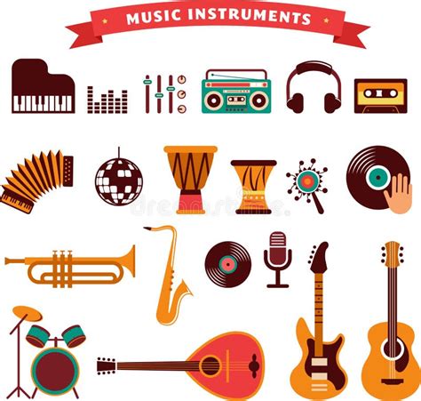 Iconos De Los Instrumentos Musicales Fijados Ilustraci N Del Vector