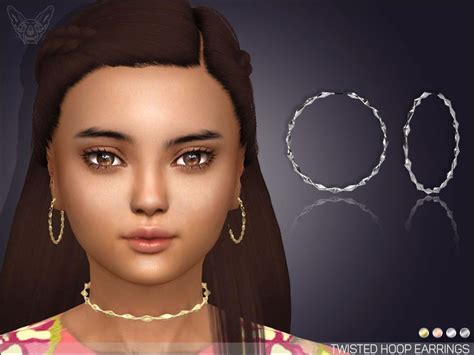 Twisted Hoop Earrings For Kids Sims Sims 4 Children Sims 4 Piercings