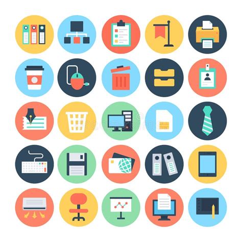 Office Colored Vector Icons 1 Stock Illustrations 20 Office Colored