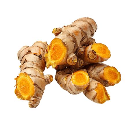 Turmeric Spice Rhizome Isolated On White, Curcumin, Herbal Product