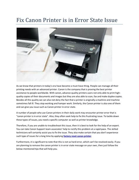 PPT Fix Canon Printer Is In Error State Issue PowerPoint Presentation