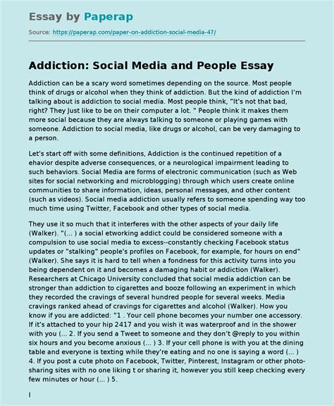 Addiction Social Media And People Free Essay Example