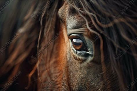 Beautiful chestnut horse looking through its mane