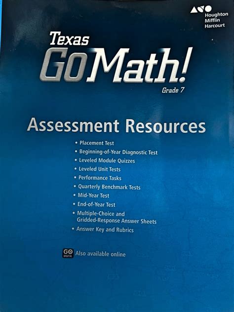 Go Math Assessment Resource With Answers Grade 7