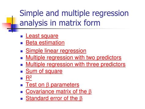 Ppt Simple And Multiple Regression Analysis In Matrix Form Powerpoint