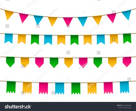 Vector Set Realistic Colorful Flag Buntings Stock Vector Royalty Free