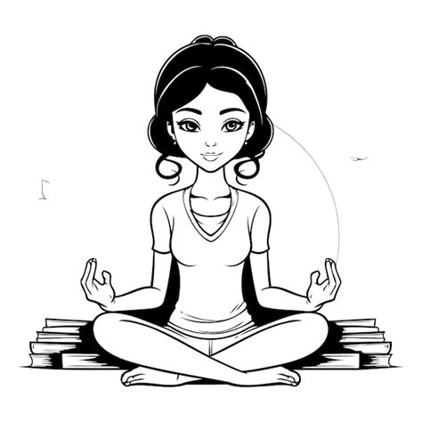 Una Hermosa Chica Meditando En La Posici N Del Loto Ilustraci N