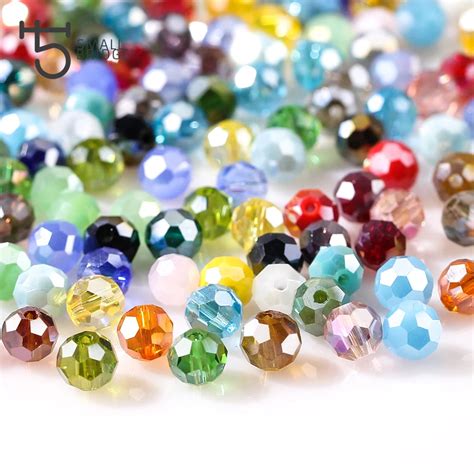 3 4 6 8 Mm Czech AB Color Glass Beads Round With Hole Faceted Crystal