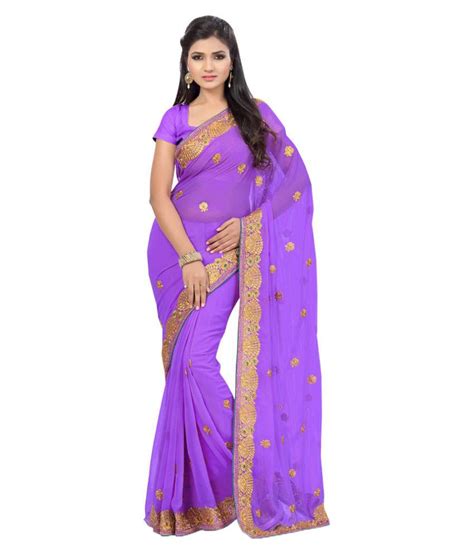 Saree Swarg Purple Georgette Saree Buy Saree Swarg Purple Georgette