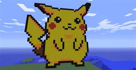 Huge Pikachu pixel-art Minecraft Project