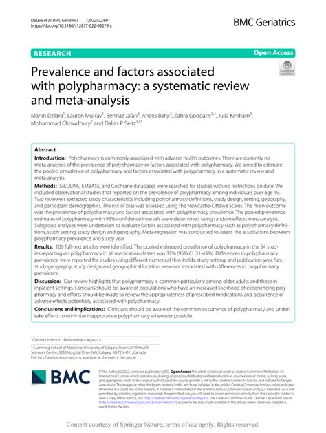 PDF Prevalence And Factors Associated With Polypharmacy A Systematic