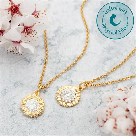 Personalised Gold Plated Sunflower Necklace By Lily Charmed