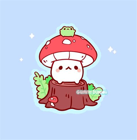 Mushroom Frog Friend Sap Stickers Cute Decal Cut Etsy Cute Doodles Drawings Cute Easy