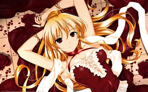 Wallpaper Illustration Blonde Flowers Anime Cartoon Rose Novel