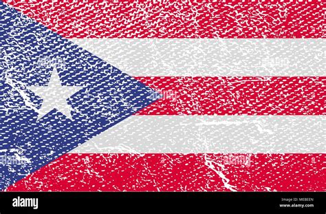 La Bandera De Puerto Rico Con La Vieja Textura Ilustración Vectorial