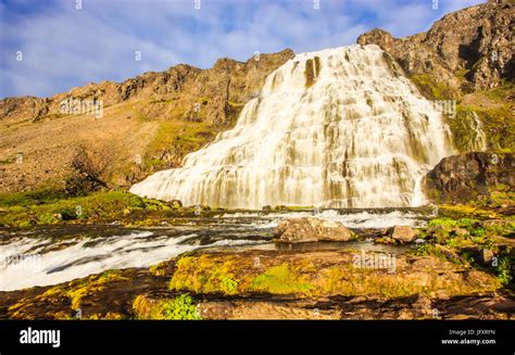 The Magnificent Summer View Of Dynjandifoss Dynjandi Waterfall