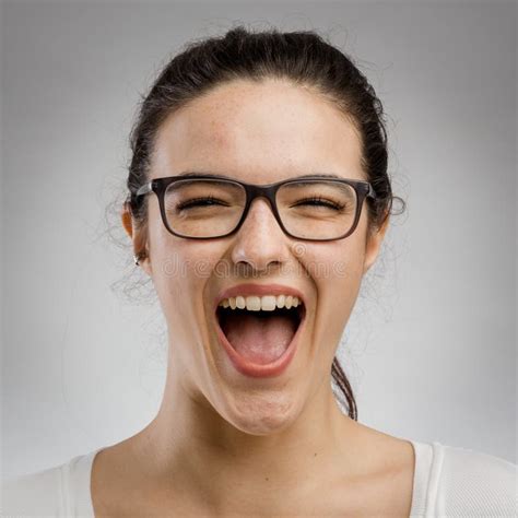 Happy Woman Smiling Stock Photo Image Of Headshot Grimace 162742826