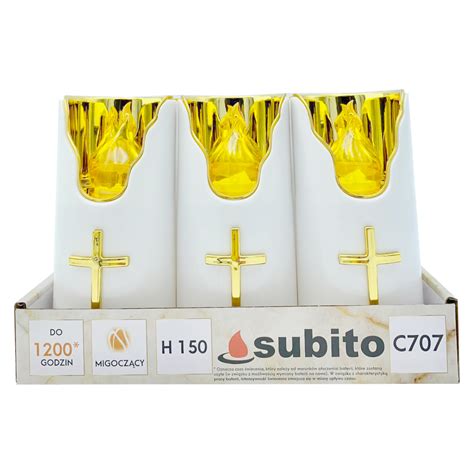 Wkłady Do Zniczy Led Subito C707 H150 6 Sztuk Złoto Żółty Subito