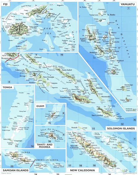 Map of the Islands South-West Pacific Ocean with islands