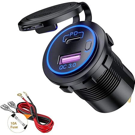 Qc Usb Steckdose V V Auto Mit Schalter Quick Charge Kfz