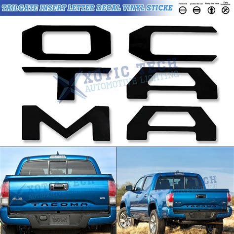 BLACK Tailgate Insert Letters Decal Vinyl Stickers For Toyota Tacoma