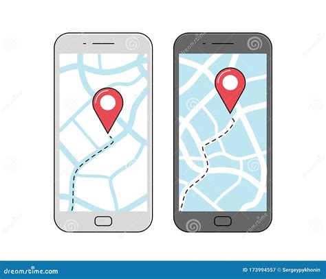 GPS Navigation On Screen Of Mobile Phone Vector Illustration Stock