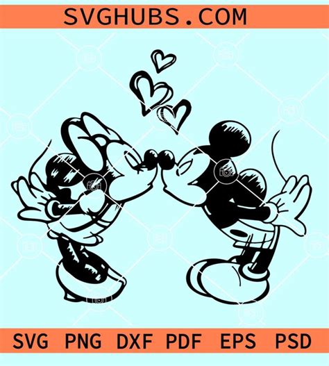 Mickey And Minnie Sketch Love Svg Mickey And Minnie Valentine Svg