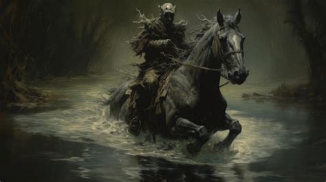 Premium Photo | Dark Knight Riding A Horse Gothic Eldrich Horror Oil ...