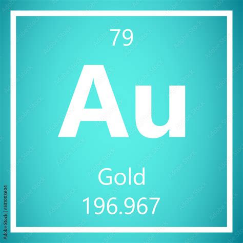 Gold Au Periodic Table Of Elements Atomic Mass Vector Illustration