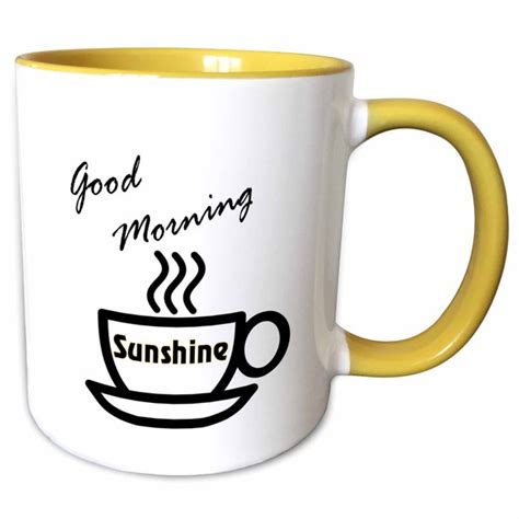 3drose Print Of Coffee Cup With Good Morning Sunshine Two Tone Yellow Mug 11 Ounce