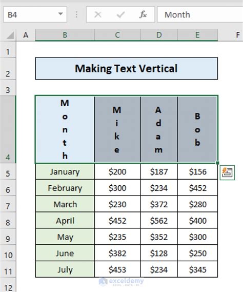 How To Type Vertically In Excel