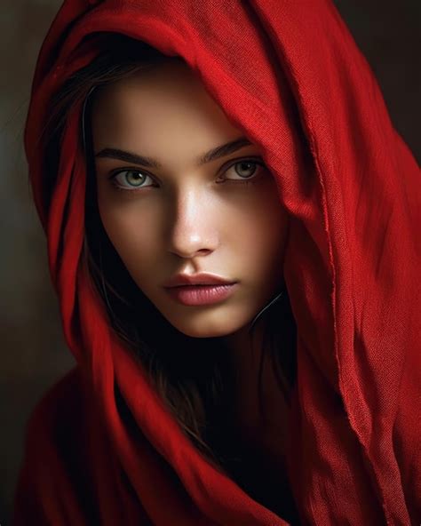 Premium Photo A Woman With A Red Scarf On Her Head