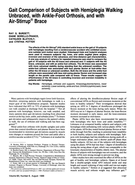 (PDF) Gait Comparison of Subjects with Hemiplegia Walking Unbraced ...