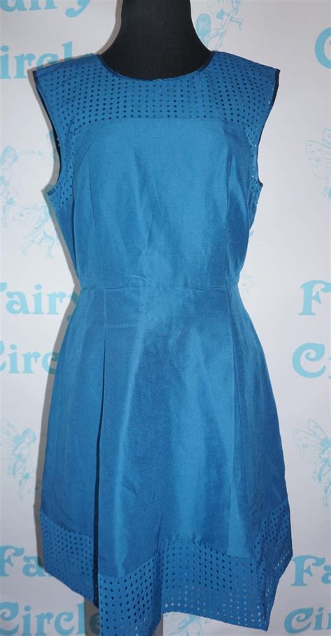 J Crew Perforated A Line Peacock Blue Dress Size 10 – The Fairy Circle