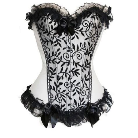 Womens Floral Lace Corset Overlay Trim Satin Overbust Corset Top Plus