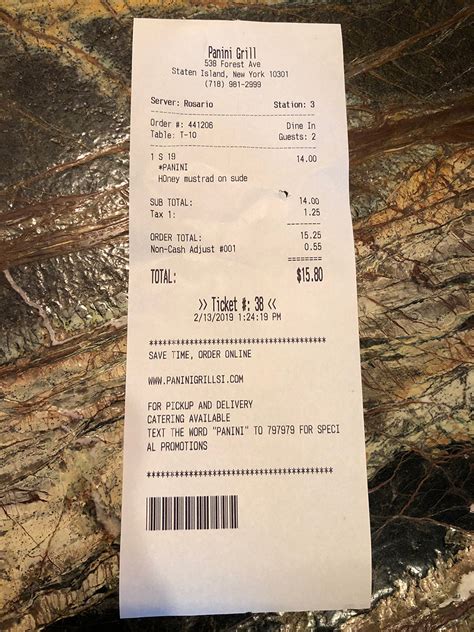 Restaurant Credit Card Receipt