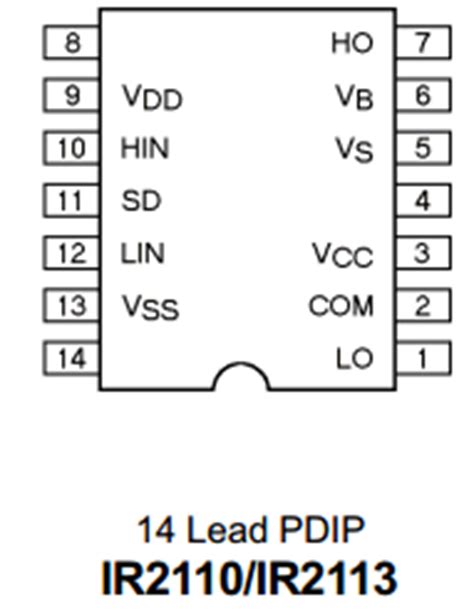 IR2110 Datasheet High And Low Side Driver Pinout