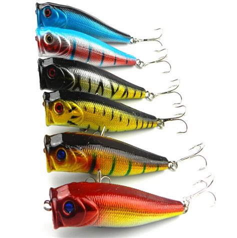 6 Pieces Popper Bait Fishing Top Water Floating Poper Lure Crankbait