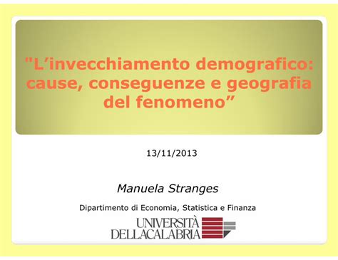 PDF Linvecchiamento Demografico Cause Conseguenze E