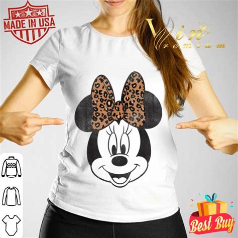 Disney Mickey And Friends Minnie Mouse Leopard Bow Portrait Shirt