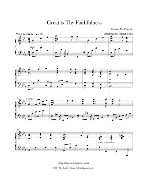 Great Is Thy Faithfulness Advanced Arr Jenifer Cook By William M Runyan Sheet Music For