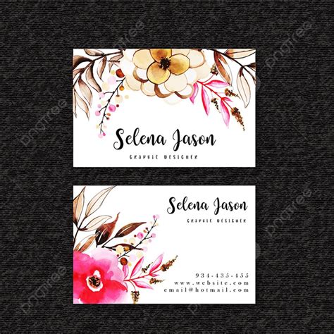 Watercolor Floral Visiting Card Template Download on Pngtree