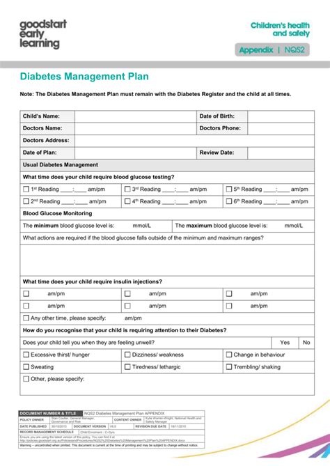 Diabetes Management Plan