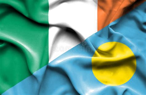 Bandera Que Agita De Palau Y De Irlanda Stock de ilustración