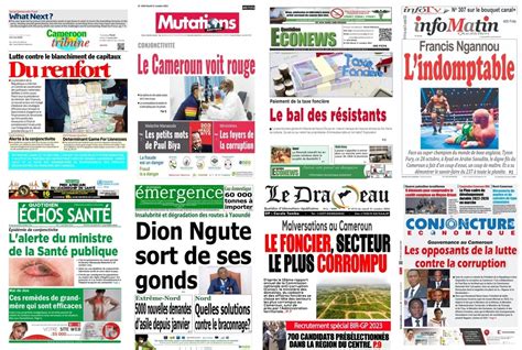 Revue De Presse Du Jeudi Novembre Vitrine Du Cameroun